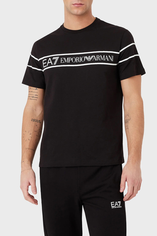 Ea7 - EA7 Baskılı % 100 Pamuk Regular Fit Bisiklet Yaka Erkek T Shirt 3RPT46 PJ02Z 0200 SİYAH
