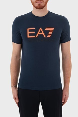 EA7 - EA7 Baskılı Bisiklet Yaka Pamuklu Erkek T Shirt S 6HPT62 PJ03Z 1554 LACİVERT
