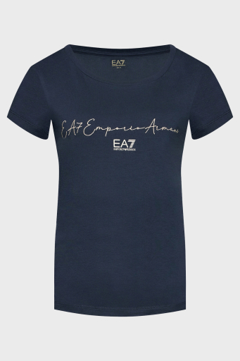 EA7 Baskılı Regular Fit Bisiklet Yaka Pamuklu Bayan T Shirt 3LTT16 TJCRZ 1554 LACİVERT - 5