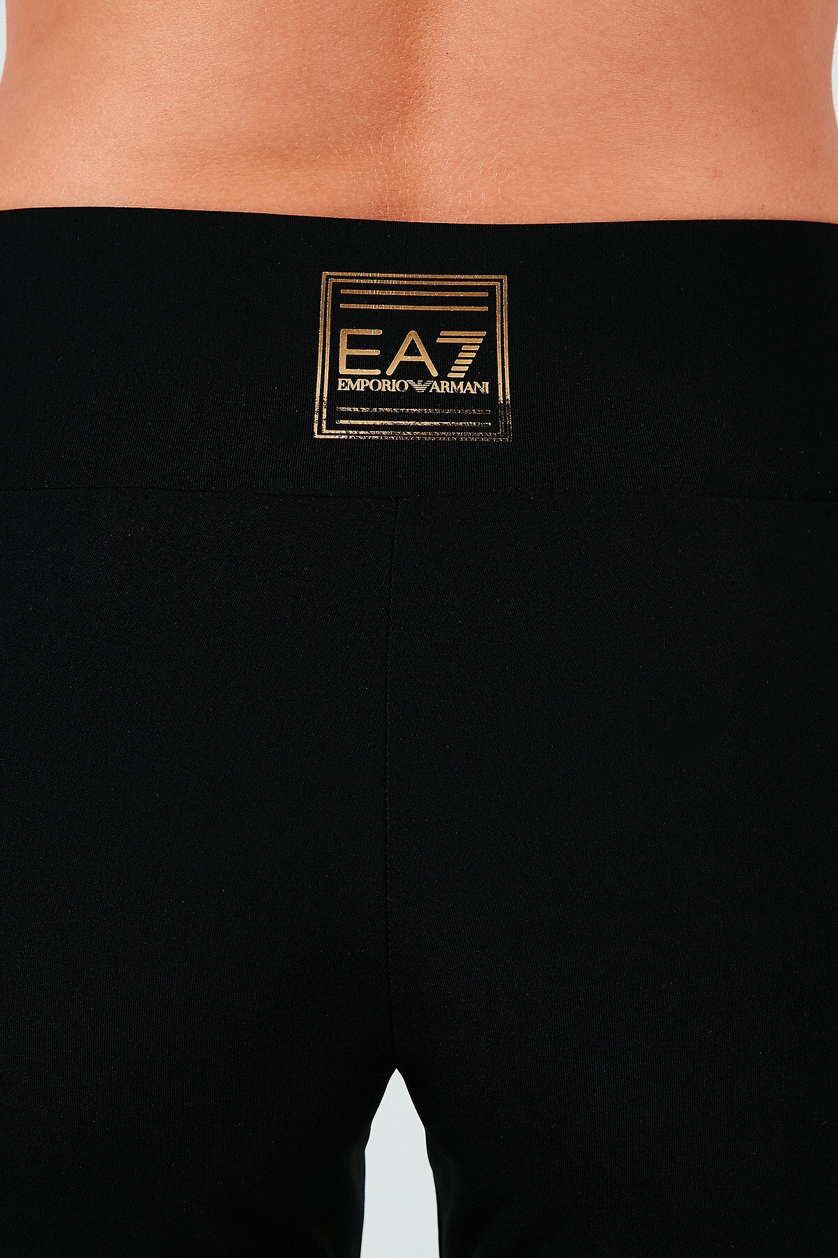 EA7 Yanları Logo Şeritli Yüksek Bel Bayan Tayt 3KTP59 TJ9PZ 1200 SİYAH