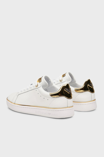 EA7 Deri Sneaker Bayan Ayakkabı X7X009 XK329 R579 BEYAZ-GOLD - 2