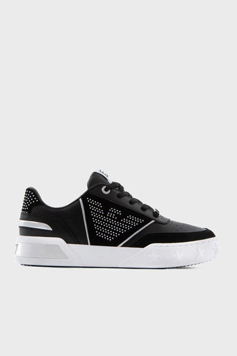 EA7 Deri Süet Sneaker Bayan Ayakkabı X7X006 XK296 N441 SİYAH - 1