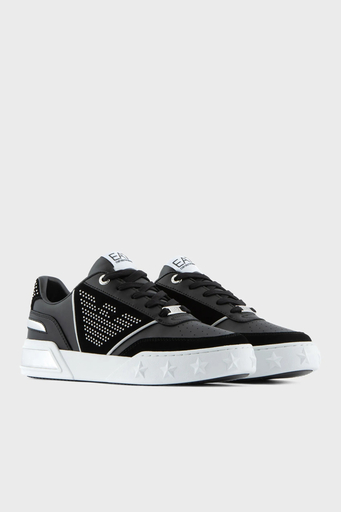 EA7 Deri Süet Sneaker Bayan Ayakkabı X7X006 XK296 N441 SİYAH - 2