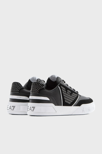 EA7 Deri Süet Sneaker Bayan Ayakkabı X7X006 XK296 N441 SİYAH - 3