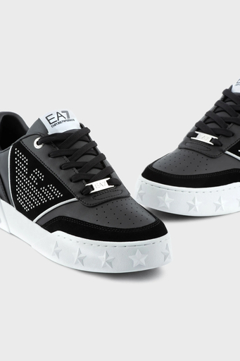 EA7 Deri Süet Sneaker Bayan Ayakkabı X7X006 XK296 N441 SİYAH - 4