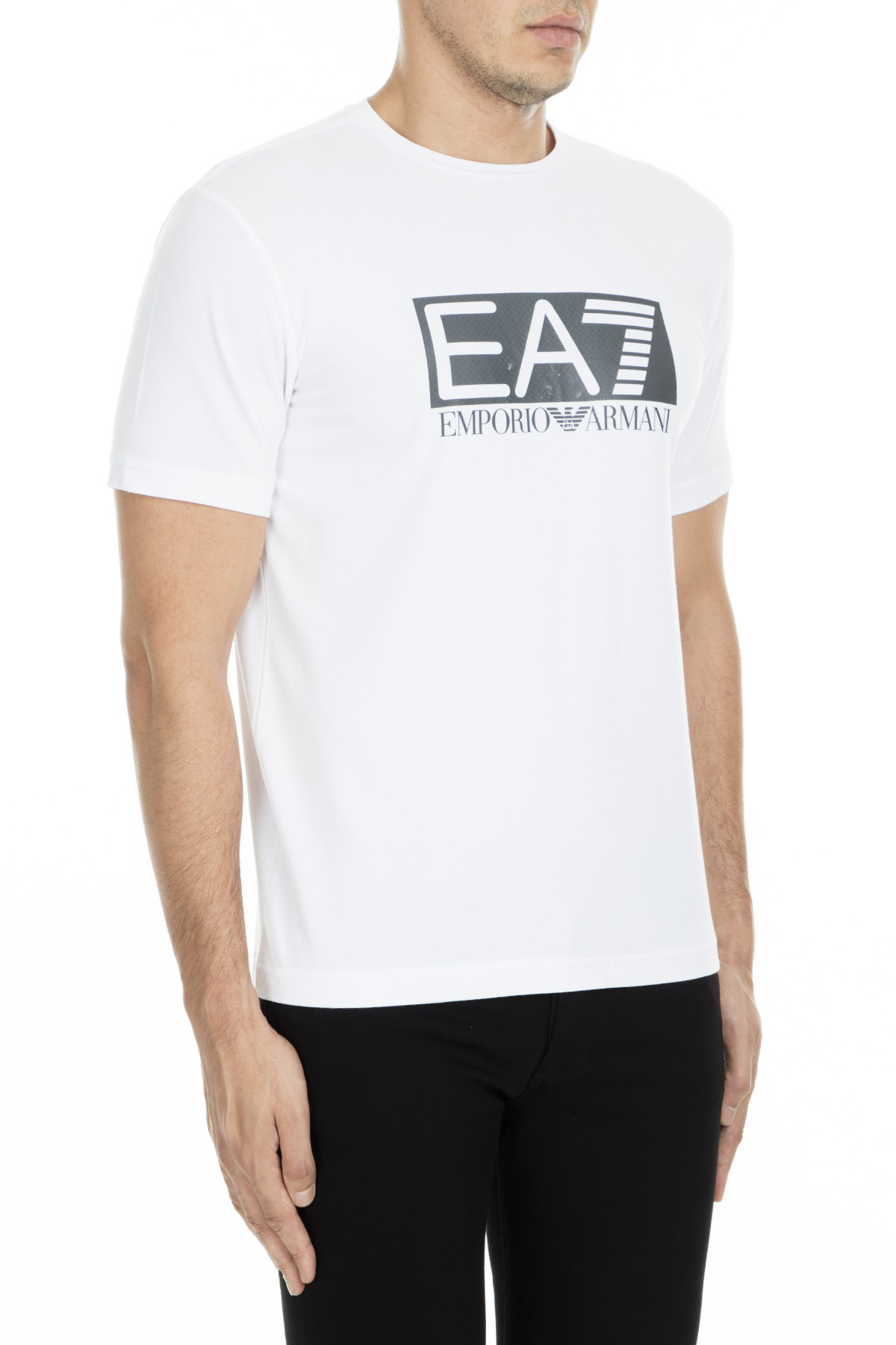 EA7 Erkek T Shirt S 3GPT62 PJ03Z 1100 BEYAZ