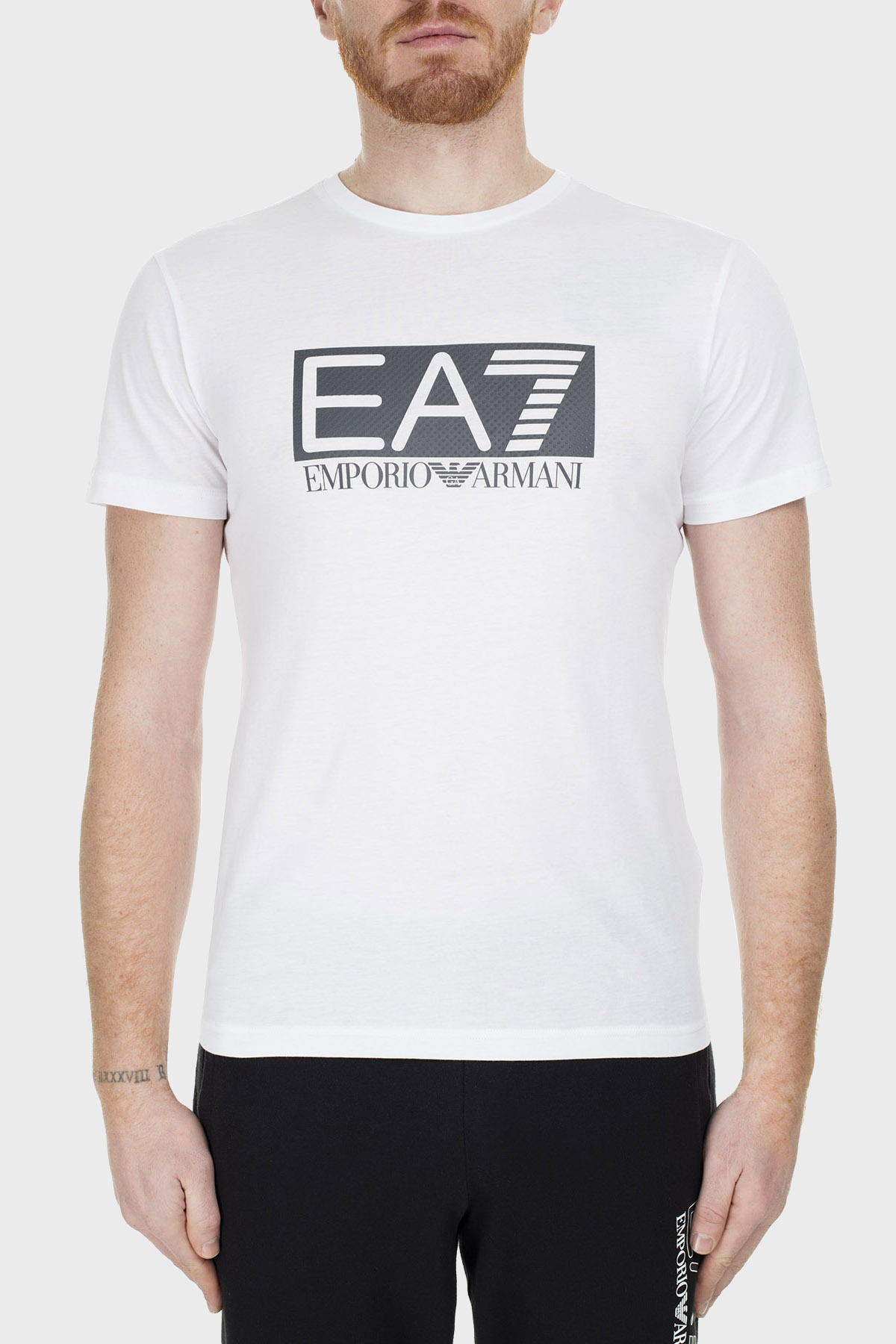 EA7 Erkek T Shirt S 3GPT81 PJM9Z 1100 BEYAZ