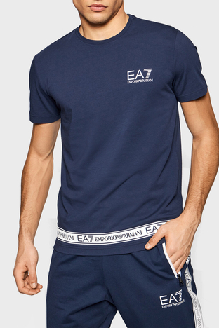 EA7 - EA7 Logo Baskılı Bisiklet Yaka Pamuklu Erkek T Shirt S 3KPT05 PJ03Z 1554 LACİVERT