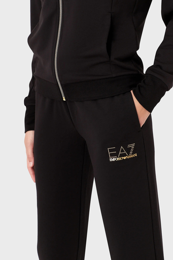 EA7 Fermuarlı Cepli Regular Fit Kapüşonlu Bayan Eşofman Takımı 8NTV51 TJ9RZ 1200 SİYAH - 4