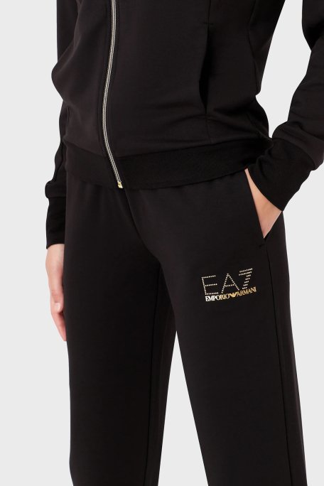 EA7 Fermuarlı Cepli Regular Fit Kapüşonlu Bayan Eşofman Takımı 8NTV51 TJ9RZ 1200 SİYAH - 4
