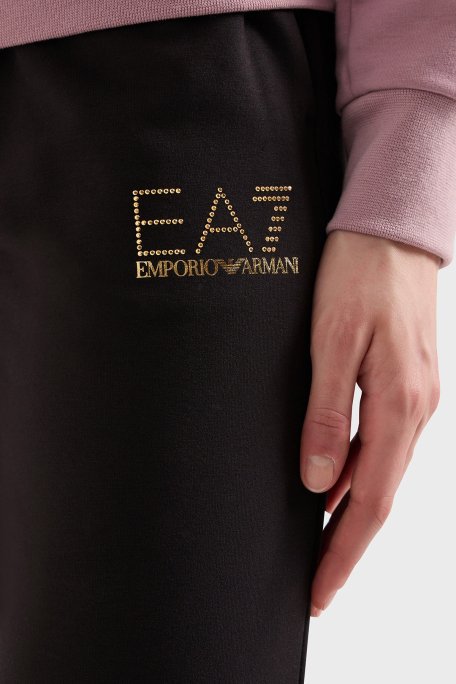 EA7 Fermuarlı Cepli Regular Fit Kapüşonlu Bayan Eşofman Takımı 8NTV51 TJ9RZ 23BC MOR-SİYAH - 4