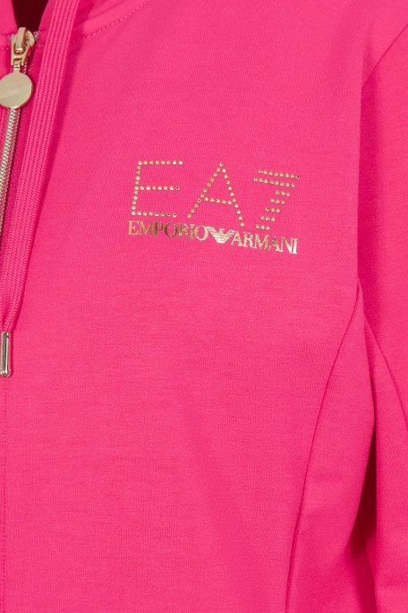 EA7 Fermuarlı Cepli Regular Fit Kapüşonlu Bayan Eşofman Takımı 8NTV51 TJ9RZ 24GA FUŞYA - 7