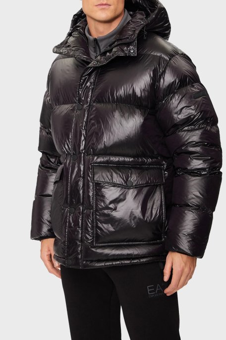EA7 Kapitoneli Su İtici Rüzgar Geçirmez Oversize Fit Kapüşonlu Şişme Erkek Mont 6DPB31 PN2MZ 1200 SİYAH - 1