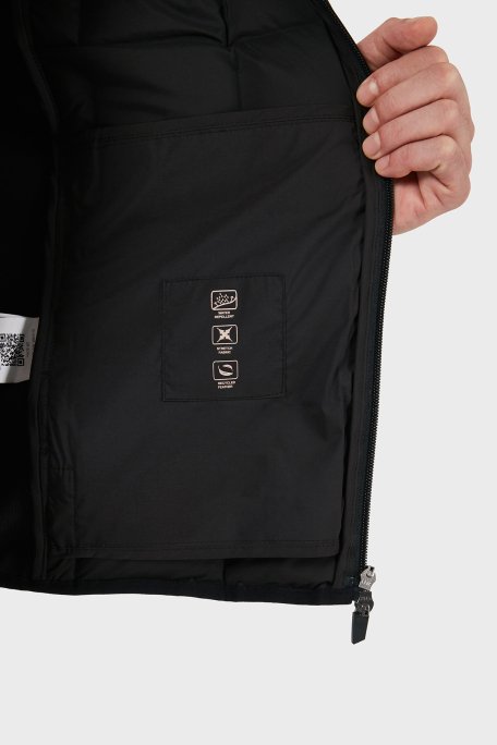 EA7 Kuş Tüyü Dolgulu Gizli Kapüşonlu Slim Fit Şişme Erkek Yelek 6DPQ08 PNGKZ 1200 SİYAH - 6