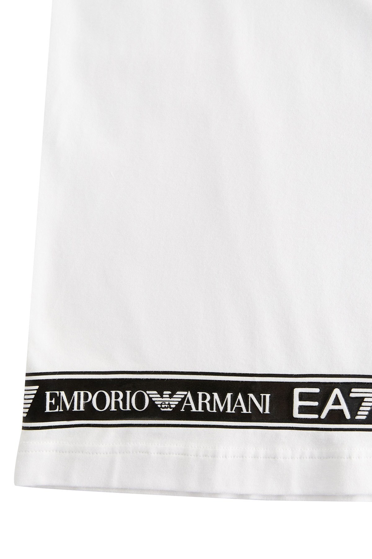 EA7 Logo Bantlı Bisiklet Yaka Pamuklu Erkek T Shirt S 3KPT05 PJ03Z 1100 BEYAZ