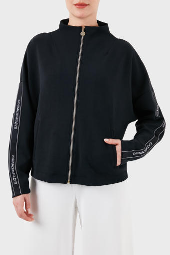 EA7 Logo Bantlı Fermuarlı Dik Yaka Cepli Regular Fit Bayan Sweat 3DTM24 TJDCZ 1200 SİYAH - 7
