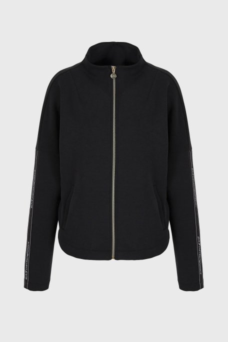 EA7 Logo Bantlı Fermuarlı Dik Yaka Cepli Regular Fit Bayan Sweat 3DTM24 TJDCZ 1200 SİYAH - 6