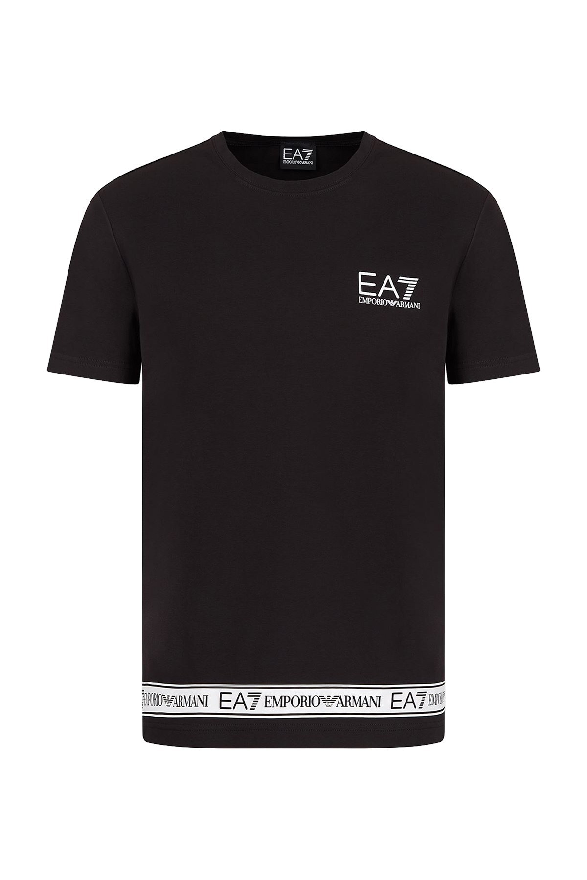 EA7 Logo Baskılı Bisiklet Yaka Pamuklu Erkek T Shirt S 3KPT05 PJ03Z 1200 SİYAH