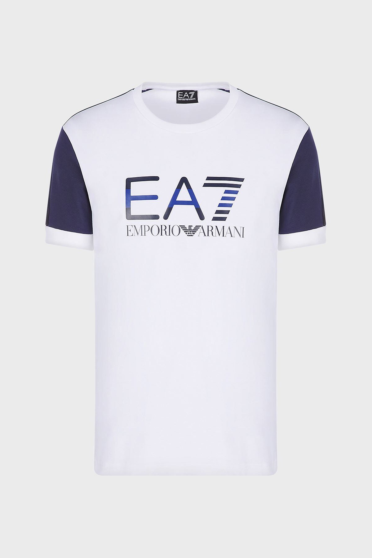 EA7 Logo Baskılı Bisiklet Yaka Pamuklu Erkek T Shirt S 3KPT68 PJ5MZ 1100 BEYAZ