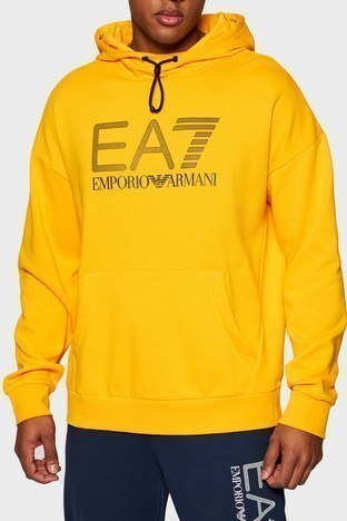 Ea7 - EA7 Logo Baskılı Pamuklu Kapüşonlu Regular Fit Erkek Sweat S 3KPM92 PJ8BZ 1604 SARI