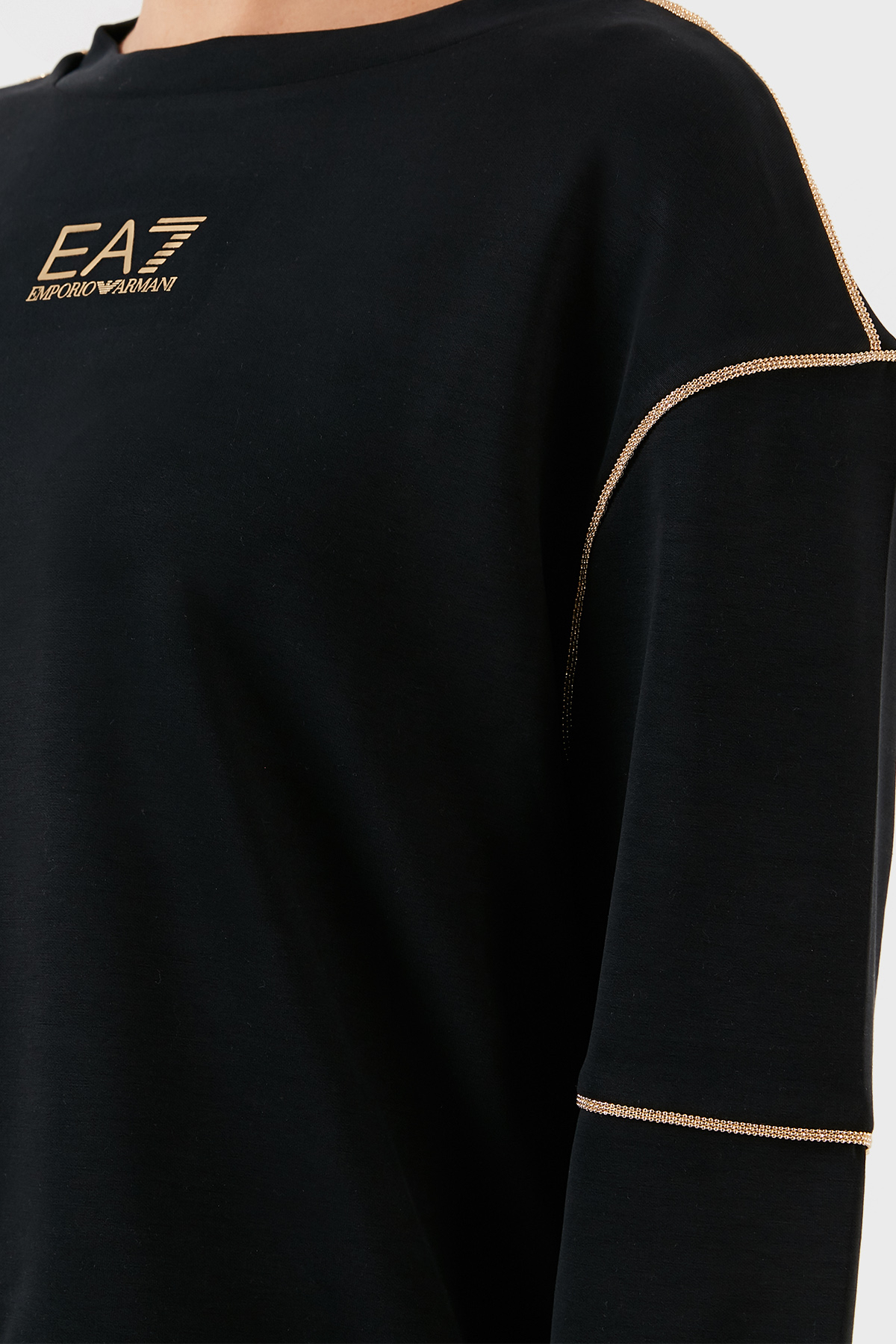 EA7 Logo Detaylı Regular Fit Bisiklet Yaka Bayan Sweat 6LTM24 TJGEZ 1200 SİYAH