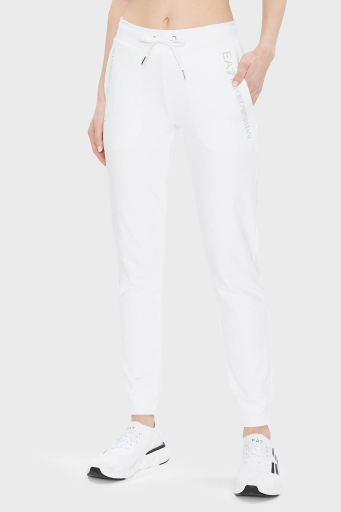 EA7 Logolu Belden Bağlamalı Pamuklu Cepli Regular Fit Bayan Pantolon 3RTP65 TJCQZ 0101 BEYAZ - 2