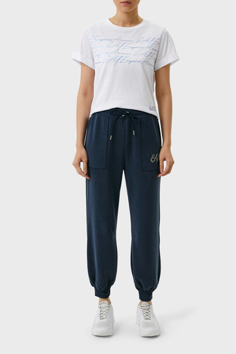 EA7 Logolu Bisiklet Yaka % 100 Pamuk Regular Fit Bayan T Shirt 6LTT25 TJDMZ 1100 BEYAZ - 2