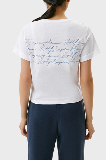 EA7 Logolu Bisiklet Yaka % 100 Pamuk Regular Fit Bayan T Shirt 6LTT25 TJDMZ 1100 BEYAZ - 3