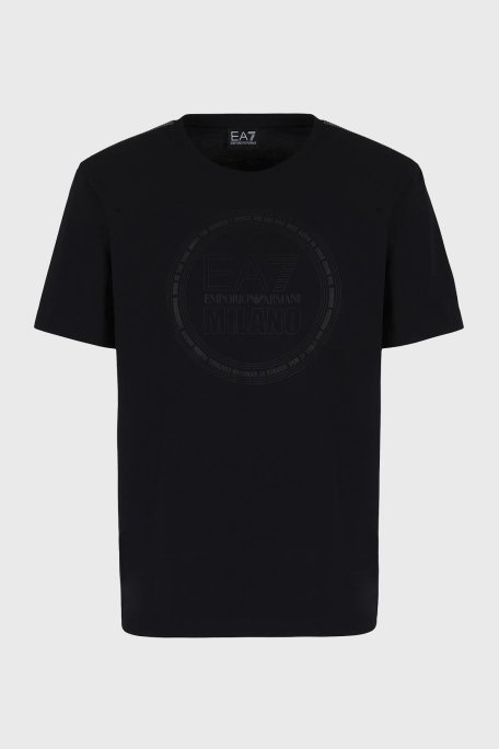 EA7 Logolu Bisiklet Yaka % 100 Pamuk Regular Fit Erkek T Shirt 3DPT39 PJTJZ 1200 SİYAH - 5