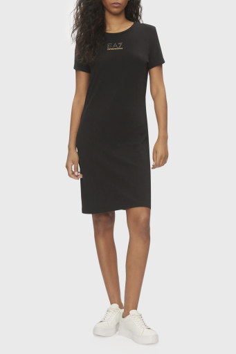 EA7 Logolu Bisiklet Yaka Regular Fit Bayan Elbise 3DTA52 TJDQZ 1200 SİYAH - 7