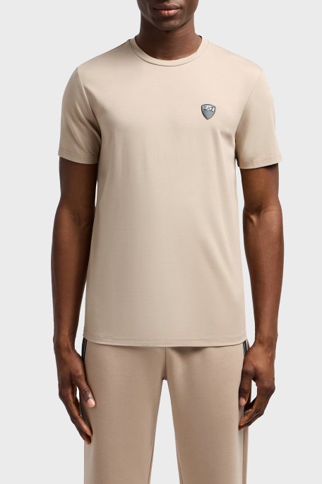 EA7 Logolu Comfort Fit Bisiklet Yaka Erkek T Shirt 8NPT16 PJRGZ U6155 BEJ - 1