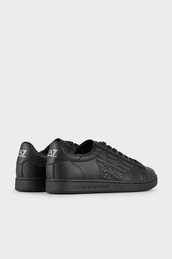 EA7 Logolu Deri Sneaker Unisex Ayakkabı X8X001 XCC51 A083 SİYAH - 4