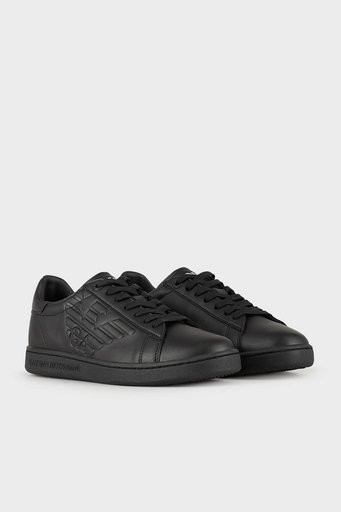 EA7 Logolu Deri Sneaker Unisex Ayakkabı X8X001 XCC51 A083 SİYAH - 5