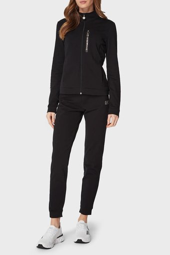 EA7 Logolu Fermuarlı Dik Yaka Pamuklu Slim Fit Bayan Eşofman Takımı 6LTV63 TJFTZ 0200 SİYAH - 1