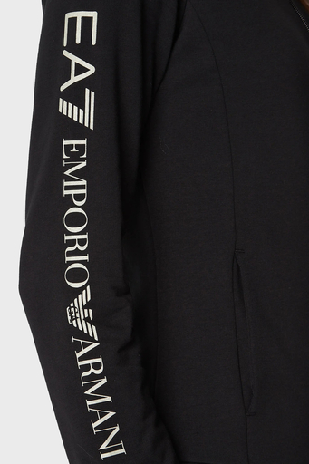 EA7 Logolu Fermuarlı Dik Yaka Pamuklu Slim Fit Bayan Eşofman Takımı 6LTV63 TJFTZ 0200 SİYAH - 5