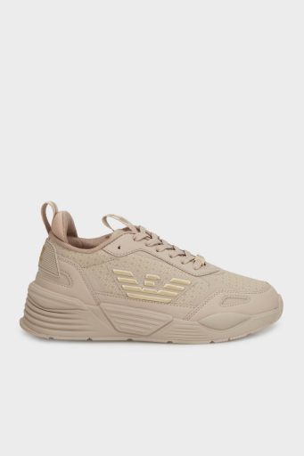 EA7 Logolu Gold Detaylı Kalın Taban Sneaker Unisex Ayakkabı X8X221 XK437 R977 BEJ-GOLD - 1