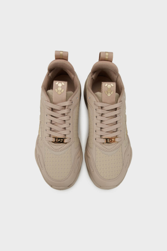 EA7 Logolu Gold Detaylı Kalın Taban Sneaker Unisex Ayakkabı X8X221 XK437 R977 BEJ-GOLD - 4