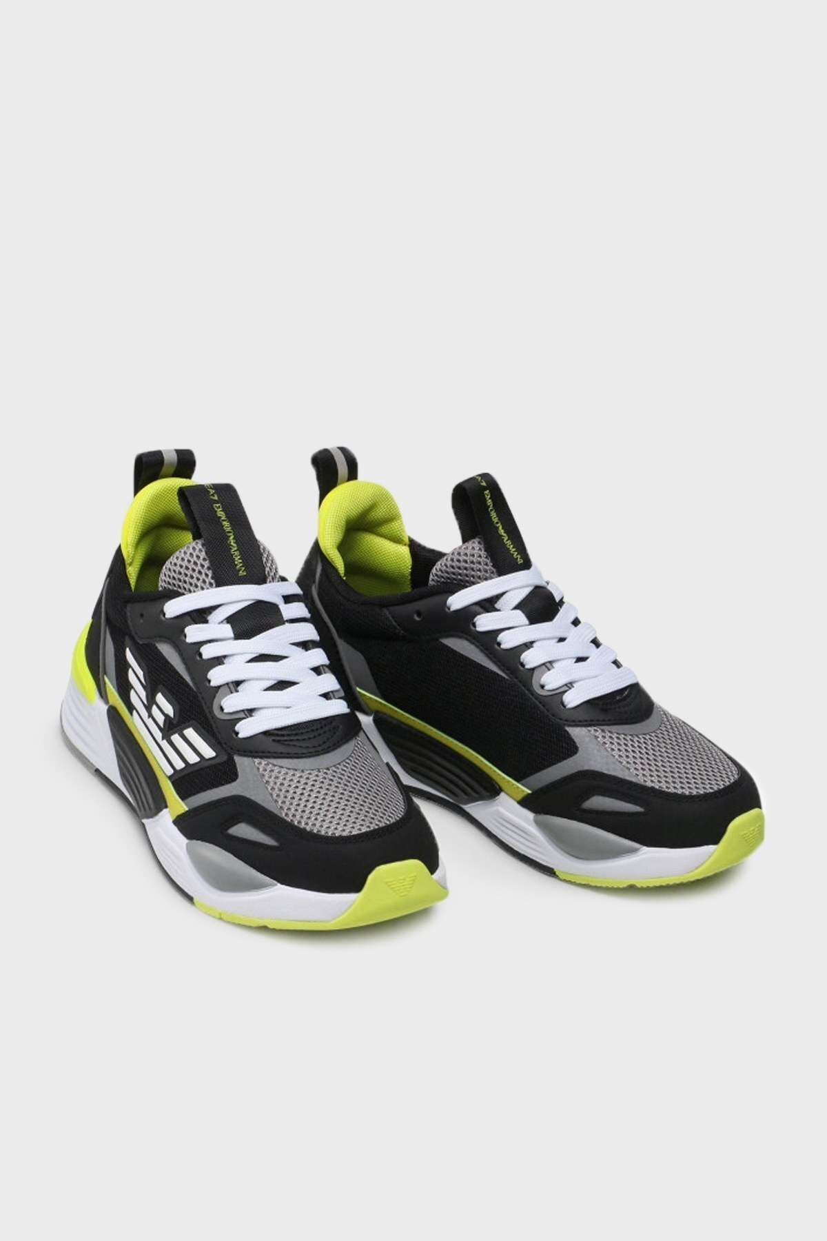 EA7 Logolu Kalın Tabanlı Sneaker Unisex Ayakkabı X8X070 XK165 Q603 SİYAH-GRİ