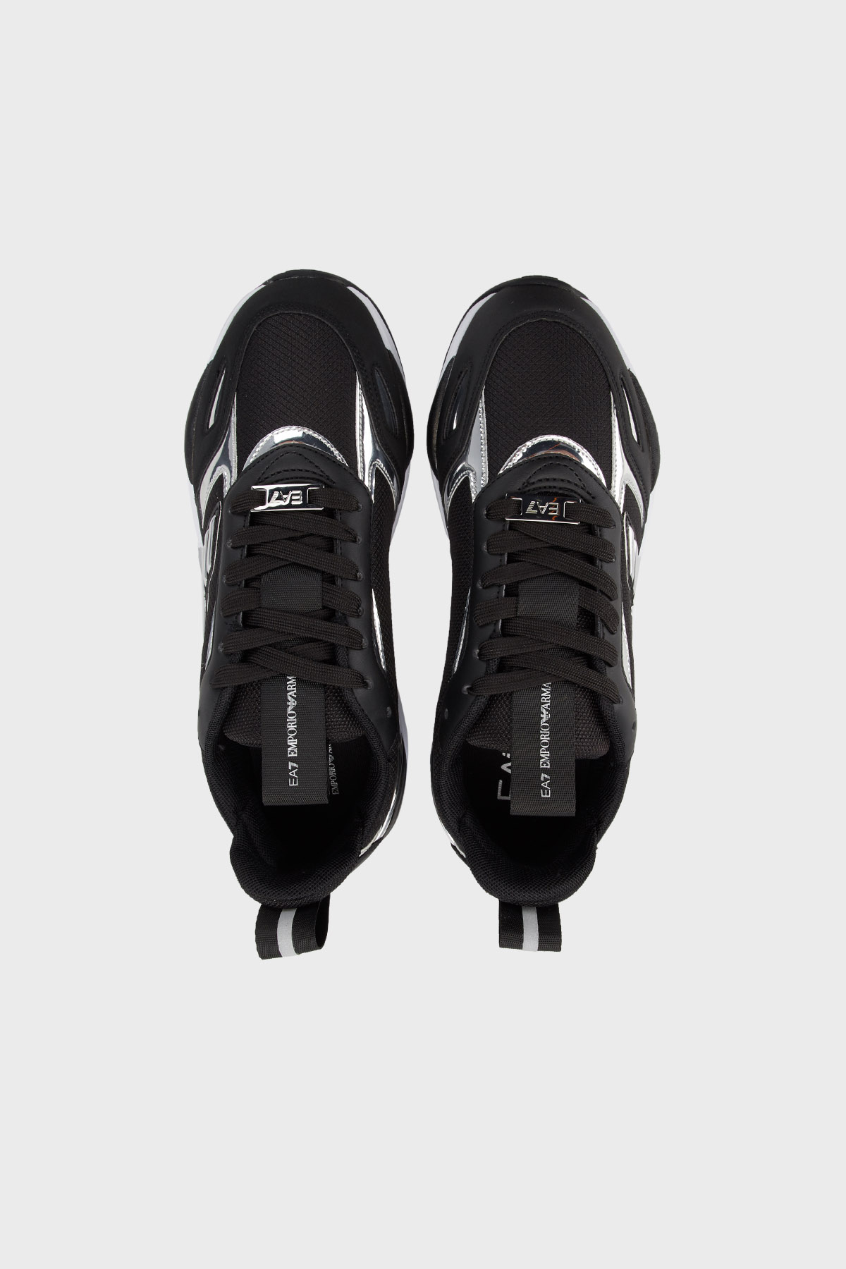 EA7 Logolu Kalın Tabanlı Sneaker Unisex Ayakkabı X8X070 XK298 R399 SİYAH-GÜMÜŞ