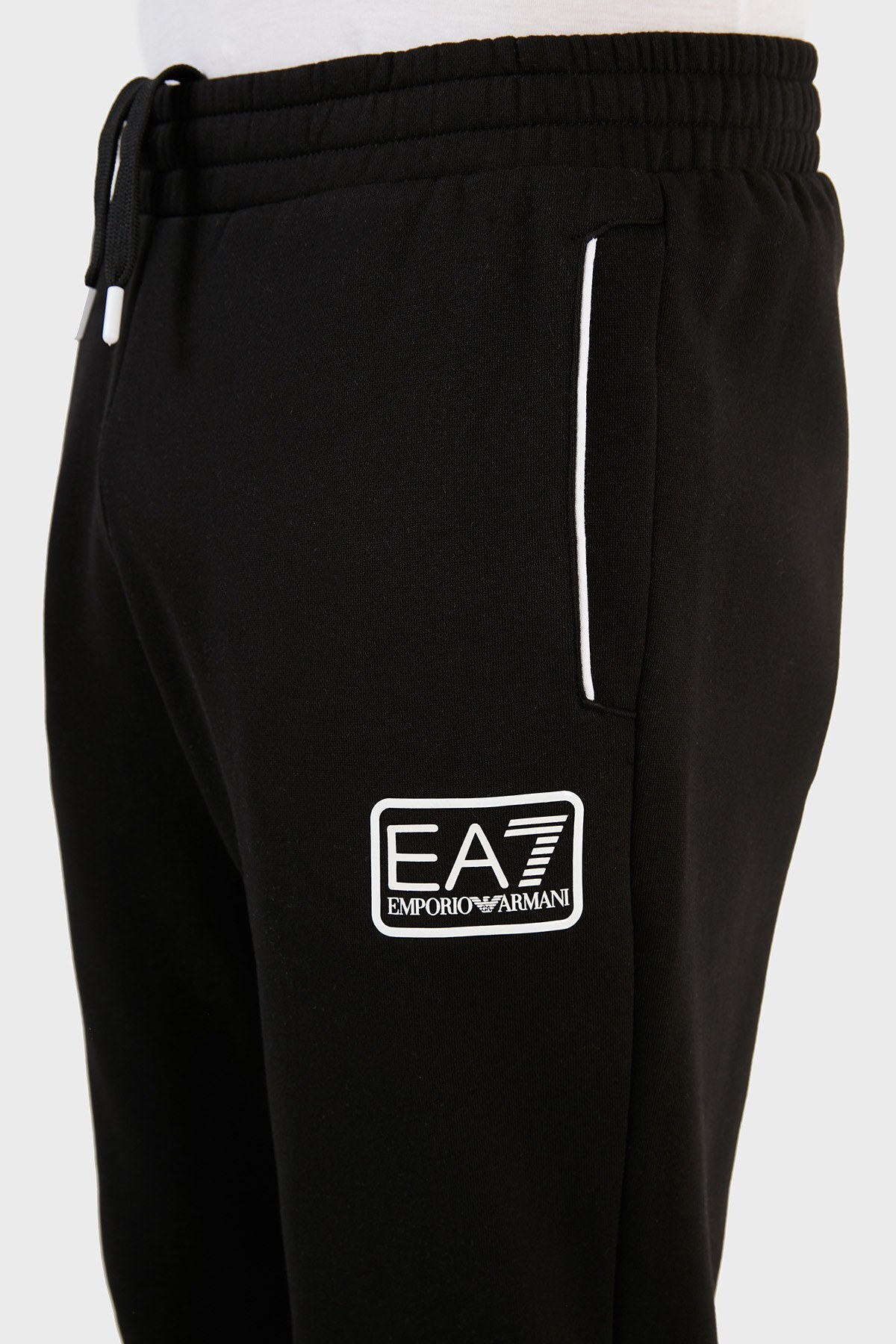 EA7 Logolu Pamuklu Belden Bağlamalı Cepli Jogger Erkek Pantolon 6KPP62 PJ07Z 1200 SİYAH
