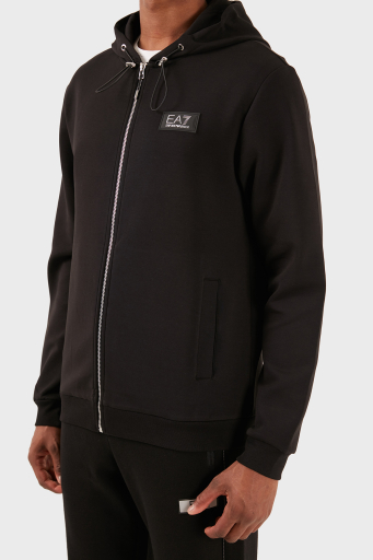 EA7 Logolu Pamuklu Kapüşonlu Regular Fit Fermuarlı Erkek Sweat 3DPM82 PJUEZ 1200 SİYAH - 8
