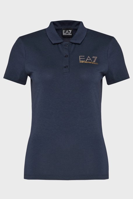EA7 Logolu Pamuklu Regular Fit Bayan Polo Yaka T Shirt 3DTF04 TJ9DZ 1555 LACİVERT - 6