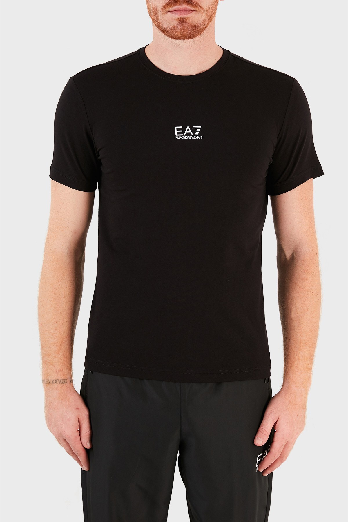 EA7 Logolu Pamuklu Regular Fit Erkek T Shirt S 3KPT15 PJ03Z 1200 SİYAH