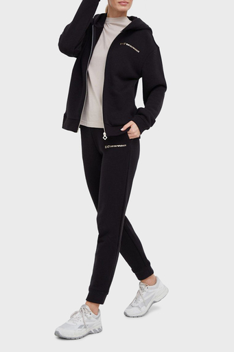 EA7 Logolu Regular Fit Fermuarlı Cepli Spor Eşofman Takım Bayan Eşofman Takımı 6LTV55 TJGDZ 1200 SİYAH - 1