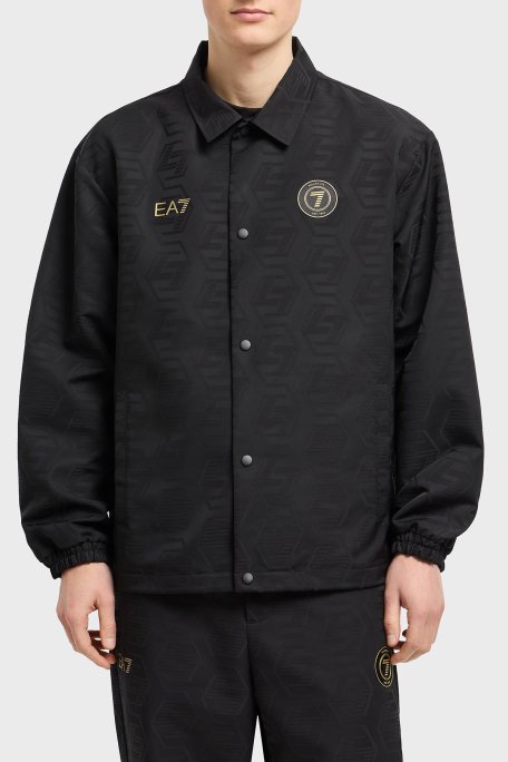 EA7 Logolu Regular Fit Jakarlı Monogram Erkek Ceket 7M000262 AF13722 UC001 SİYAH - 1