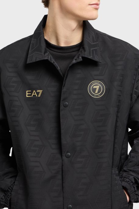 EA7 Logolu Regular Fit Jakarlı Monogram Erkek Ceket 7M000262 AF13722 UC001 SİYAH - 4