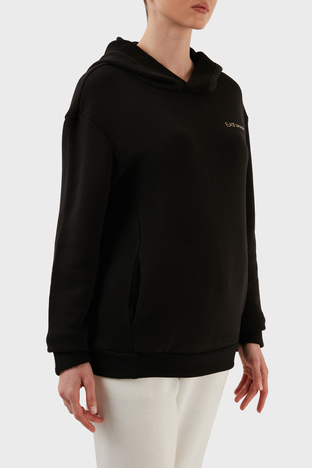 EA7 - EA7 Logolu Regular Fit Kapüşonlu % 100 Pamuk Kalın Kışlık Bayan Sweat 6LTM13 TJGDZ 1200 SİYAH (1)
