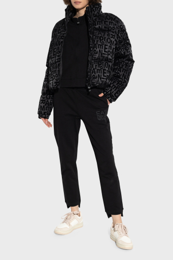 EA7 Logolu Regular Fit Kapüşonlu Fermuarlı Crop Bayan Mont 7W000009 AF10265 UC001 SİYAH - 7