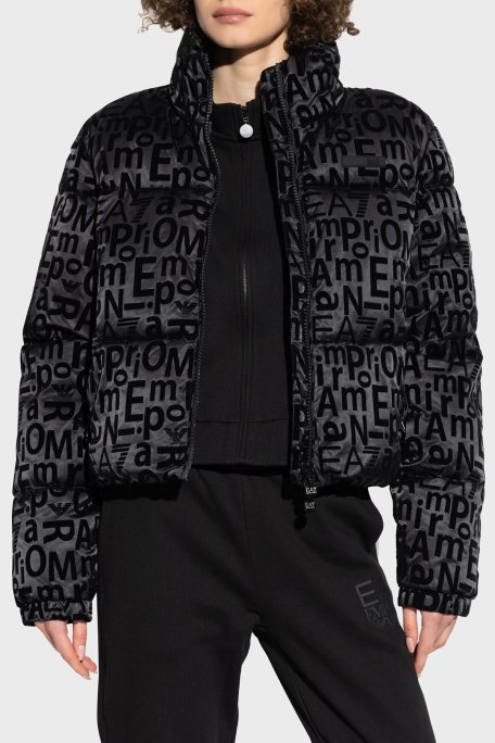 EA7 Logolu Regular Fit Kapüşonlu Fermuarlı Crop Bayan Mont 7W000009 AF10265 UC001 SİYAH - 1