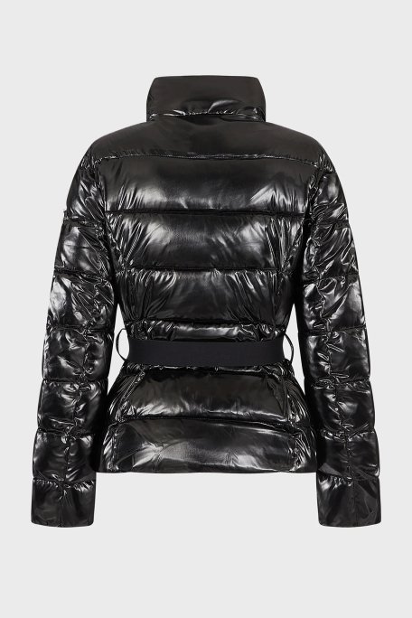 EA7 Logolu Regular Fit Kemerli Parlak Görünümlü Dik Yaka Bayan Mont 6LTB12 TNAUZ 1200 SİYAH - 5